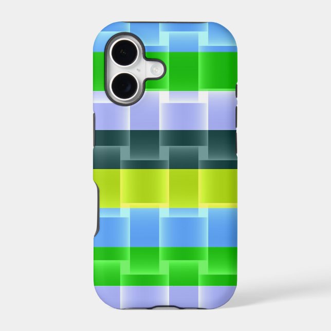 Bright Green Yellow Grey Aqua Stripes Pattern Iphone Case (Back)