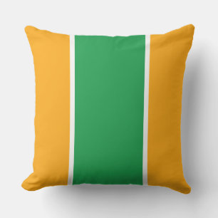 Bright Green Yellow Orange White Racing Stripes Outdoor Pillow