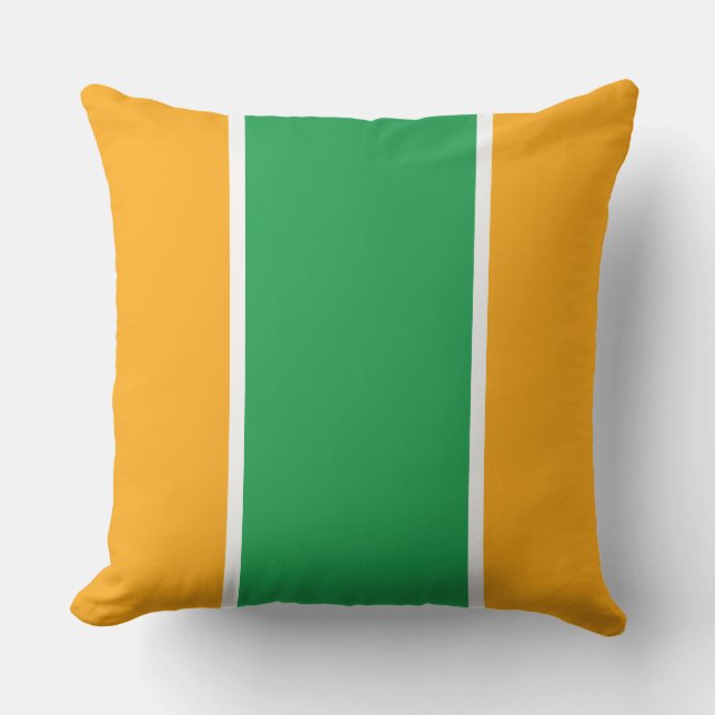 Bright Green Yellow Orange White Racing Stripes Outdoor Pillow (Front)