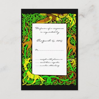 Bright Greens Celtic Animals Design Wedding Rsvp by CelticDreams at Zazzle