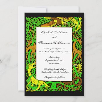 Bright Greens Celtic Animals Wedding Invitation by CelticDreams at Zazzle
