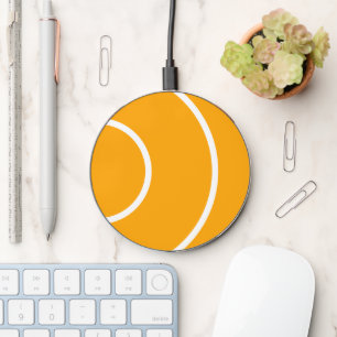 Bright Groovy Golden Orange White Curved Waves Wireless Charger