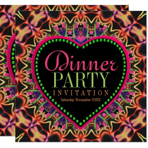 Bright & Groovy Hippie Bohemian Dinner Party Card by Paperstation
