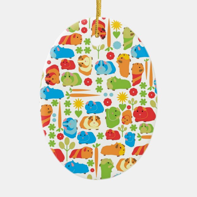 Bright Guinea Pig Patch Ceramic Ornament (Front)