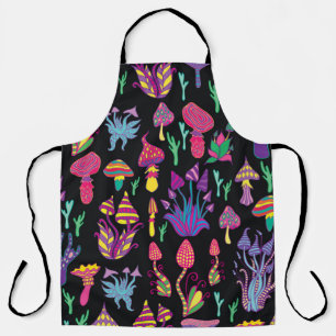 Bright,hallucinogenic,decorative,fantastic mushroo apron