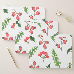 Bright Hand Drawn Christmas Mistletoe Pattern File Folder