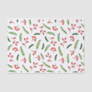 Bright Hand Drawn Christmas Mistletoe Pattern Tissue Paper