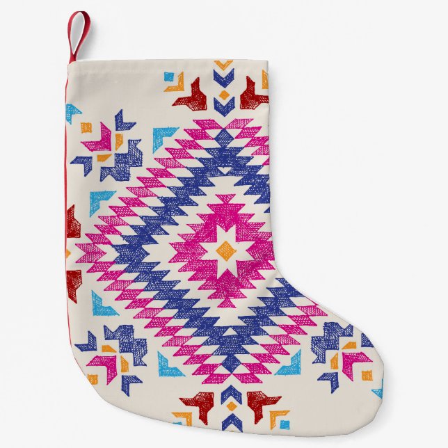 Bright Hand-Drawn Tribal Design Element. Small Christmas Stocking (Front)