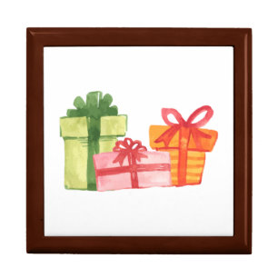 Bright Hand Drawn Watercolor Gift Package Pattern Box