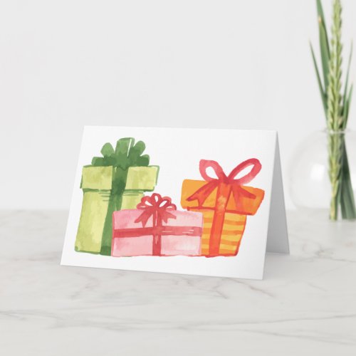 Bright Hand Drawn Watercolor Gift Package Pattern Card