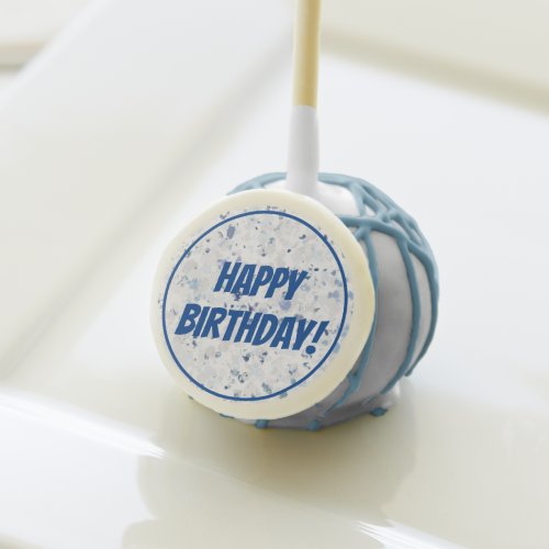 Bright Happy Birthday Blue Gray Splatter Cake Pops