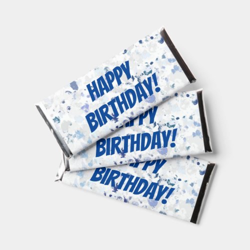 Bright Happy Birthday Blue Gray Splatter Hershey Bar Favors