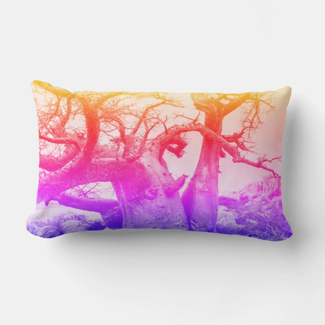 Bright Happy Colors Baobab Tree Pillow Cushion (Front)