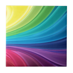 Bright Happy Digital Rainbow Ceramic Tile