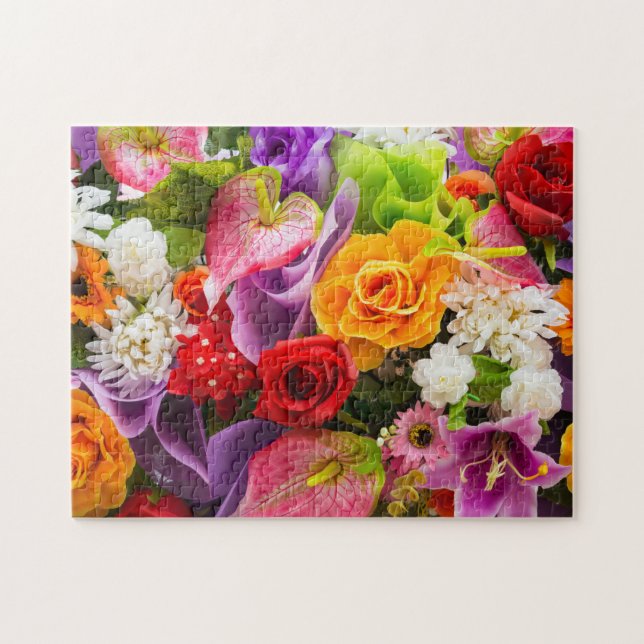 Bright Happy Flowers Challenging Colorful Gift Jigsaw Puzzle (Horizontal)