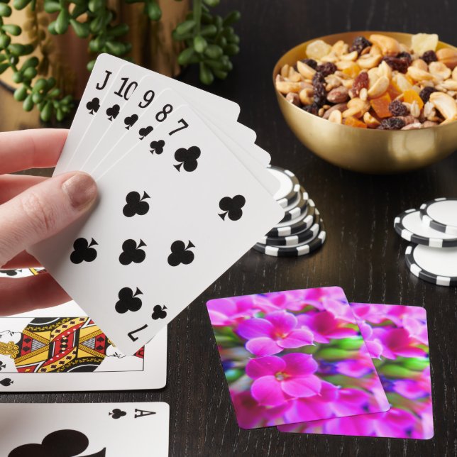 Bright Happy Kalanchoe Flowers Pink Magenta Purple Poker Cards (In Situ)
