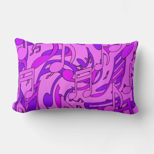 Bright Happy Purple Hues Dancing Music Notes Lumbar Pillow