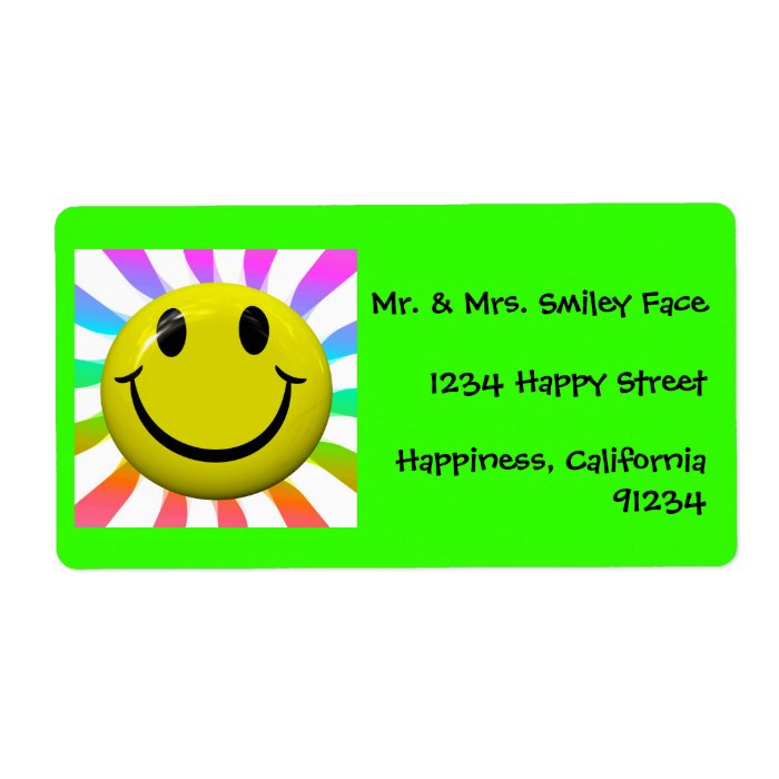 Bright Happy Smiley Face Labels Shipping Label