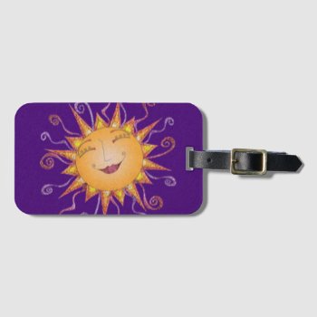 Bright Happy Sunburst Luggage Tag by Pizazzed at Zazzle