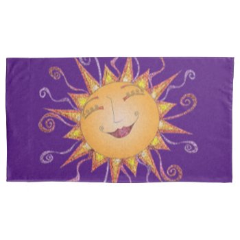 Bright Happy Sunburst Pillowcase by Pizazzed at Zazzle