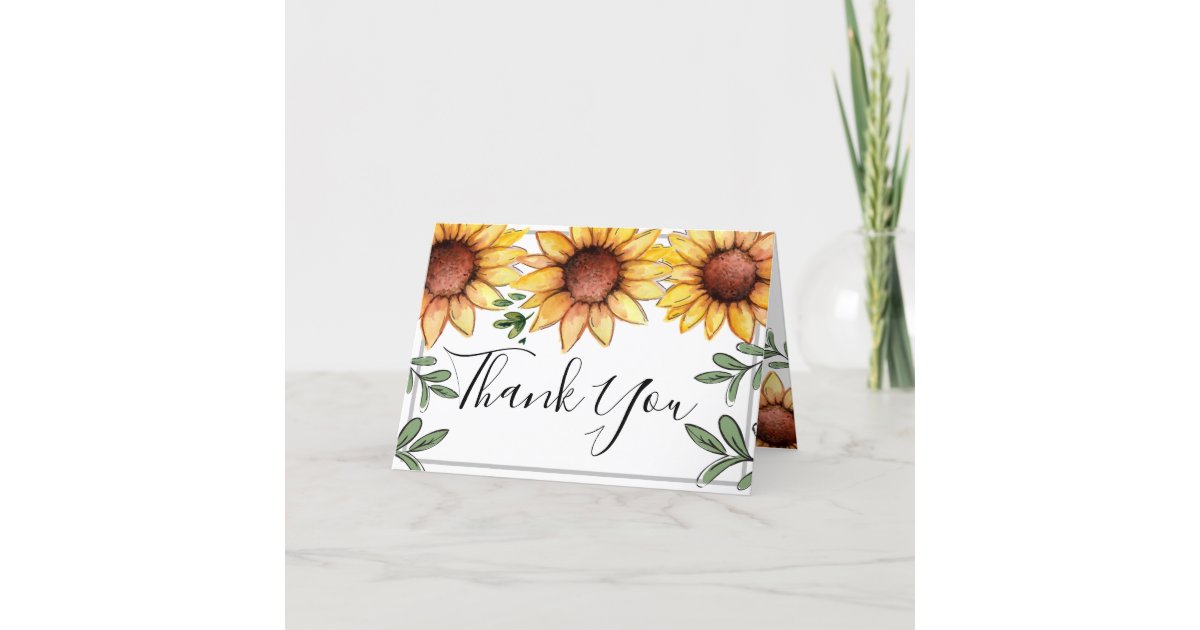 Bright Happy Sunflowers Thank You Card | Zazzle.com