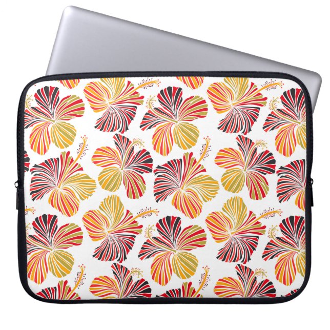 Bright hawaiian design with tropical plants and hi laptop sleeve (Front)