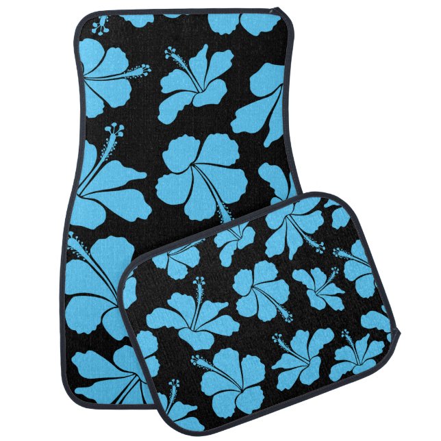 Bright hawaiian seamless pattern with tropical hib car floor mat (Set)