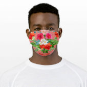 Bright Hawaiian Tropical Flowers on Coral Adult Cloth Face Mask (Worn)
