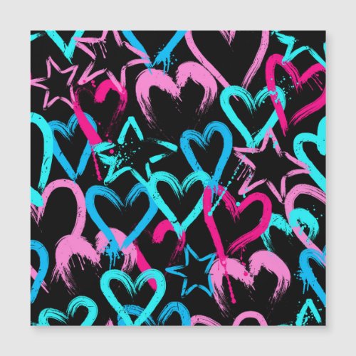 Bright hearts and stars seamless pattern