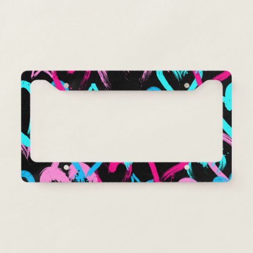 Bright hearts and stars seamless pattern license plate frame
