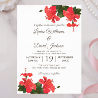 Bright Hibiscus Flower Wedding Invitation