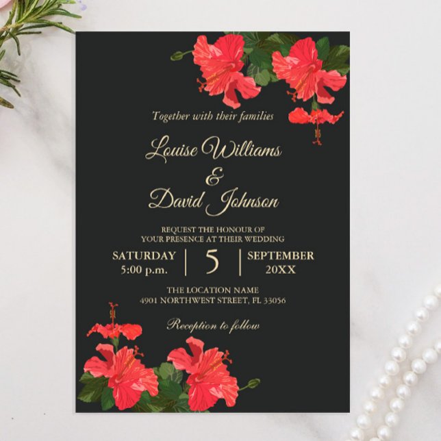 Bright Hibiscus Flower Wedding Invitation (Creator Uploaded)