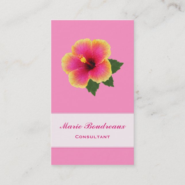 Bright Hibiscus on Pink Business Card (Back)