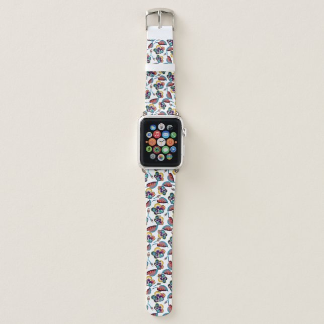 Bright Hibiscus Pattern Apple Watch Band (Front)