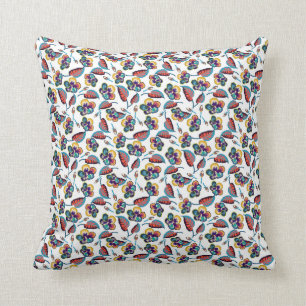 Bright Hibiscus Pattern Throw Pillow