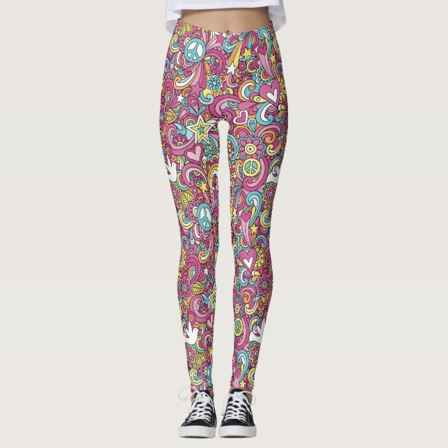 Bright Hippie Pattern Leggings (Front)