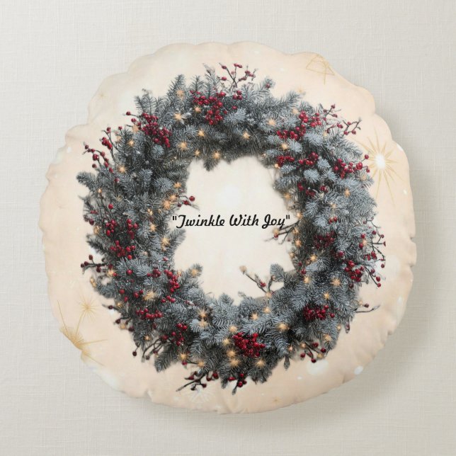 "Bright Holiday Glow" Round Pillow (Front)