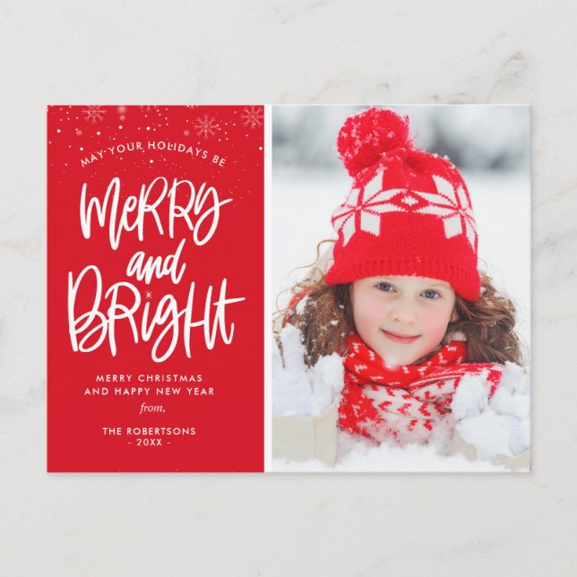 Bright Holiday script christmas holiday Postcard (Front)