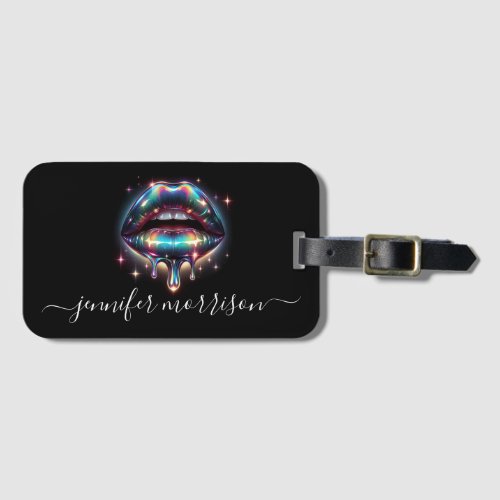 Bright Holographic Lips Makeup Artist Beauty Luggage Tag