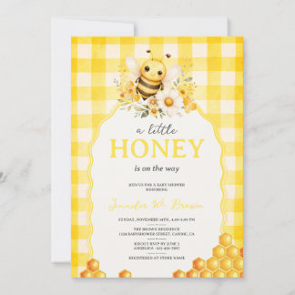 Bright Honey Bee Honeycomb Baby Shower Invitation