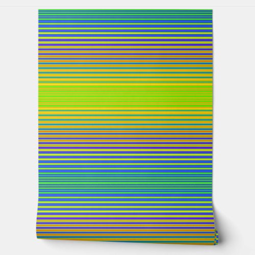 Bright Horizontal Stripes Green Blue Yellow Modern Wallpaper