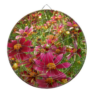 Bright Hot Pink and Yellow Daisy flowers Dart Board