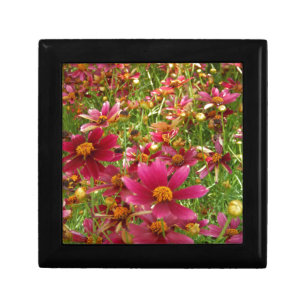 Bright Hot Pink and Yellow Daisy flowers Jewelry Box