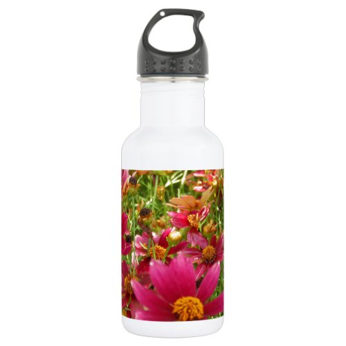 Bright Hot Pink and Yellow Daisy flowers Water Bottle