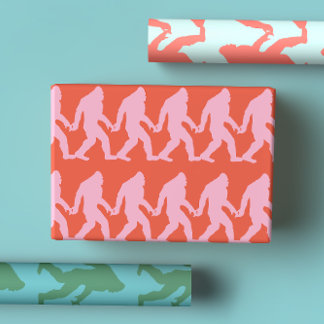 Bright Hot Pink, Coral, Turquoise Bigfoot Wrapping Paper Sheets