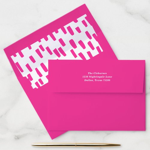 Bright Hot Pink Dashing Return Address Envelope