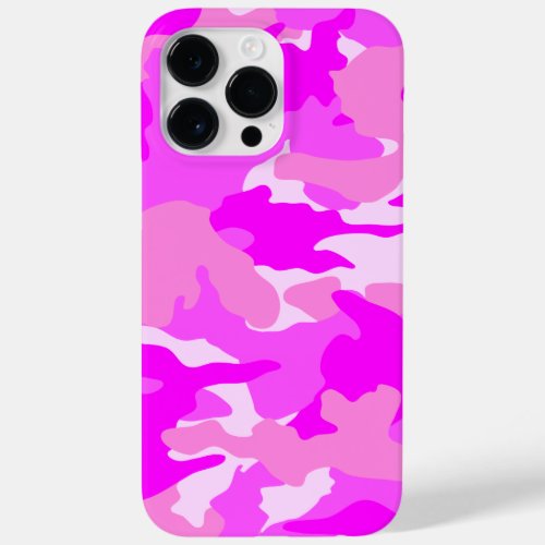 Bright Hot Pink Girly Camouflage Pattern Durable Case_Mate iPhone 14 Pro Max Case