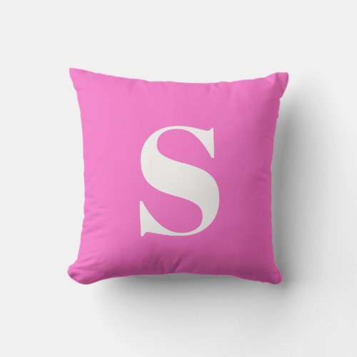 Bright Hot Pink Initial Monogrammed Outdoor Pillow