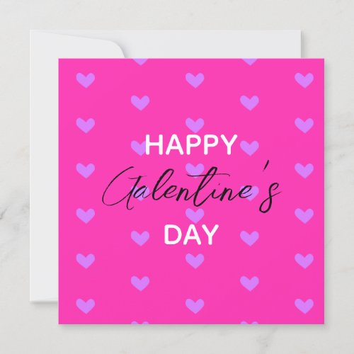 Bright Hot Pink Lavender Hearts Happy Galentines Holiday Card