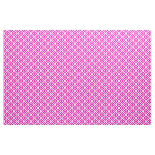 Bright Hot Pink Retro Chic Ikat Drops Pattern Fabric